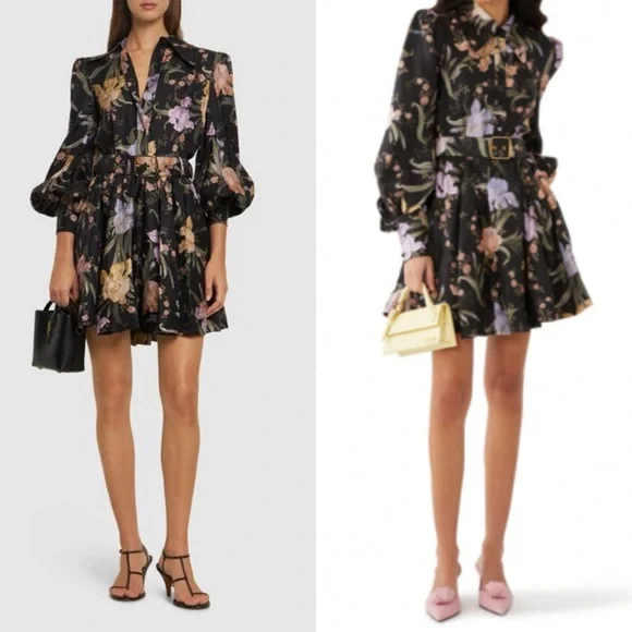 🖤SOLD🖤 ZIMMERMANN EDEN BELTED FLIP MINI DRESS IRIS SHERBET size 0 fits like 4US - Picture 3 of 16